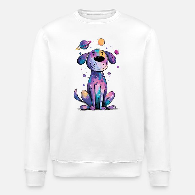 Galaktischer Welpen im All - Stanley/Stella Unisex Bio-Sweatshirt ROLLER - Weiß