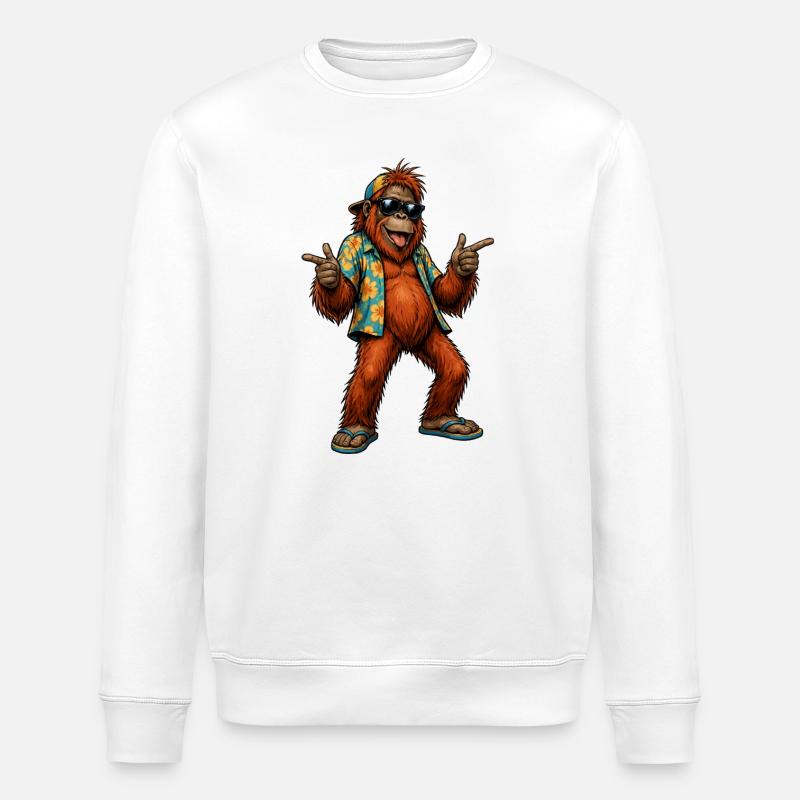 Orang-outan Singe Hawaïen - Sweat bio ROLLER Stanley/Stella Unisexe - blanc