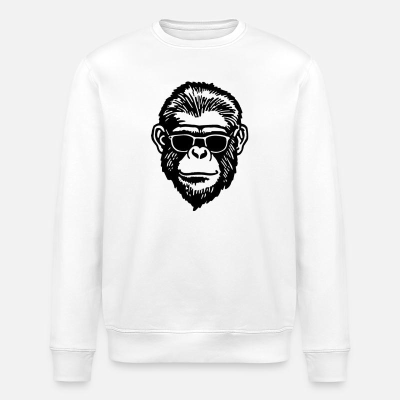 Monkey Monkey Monkey Face - Stanley/Stella ROLLER Unisex Organic Sweatshirt - white