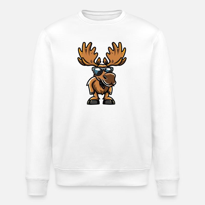 Elch Comic Cool - Stanley/Stella Unisex Bio-Sweatshirt ROLLER - Weiß