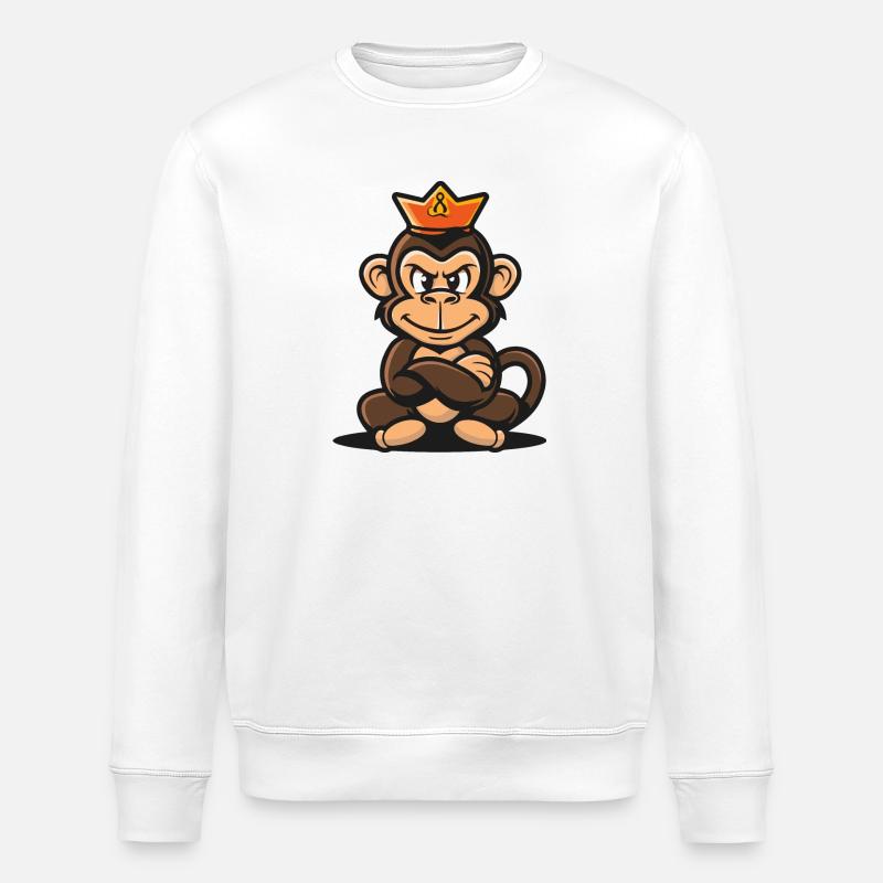 Affe Cartoon Krone - Stanley/Stella Unisex Bio-Sweatshirt ROLLER - Weiß