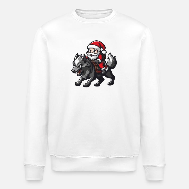 Loup Père Noël dessin animé - Sweat bio ROLLER Stanley/Stella Unisexe - blanc