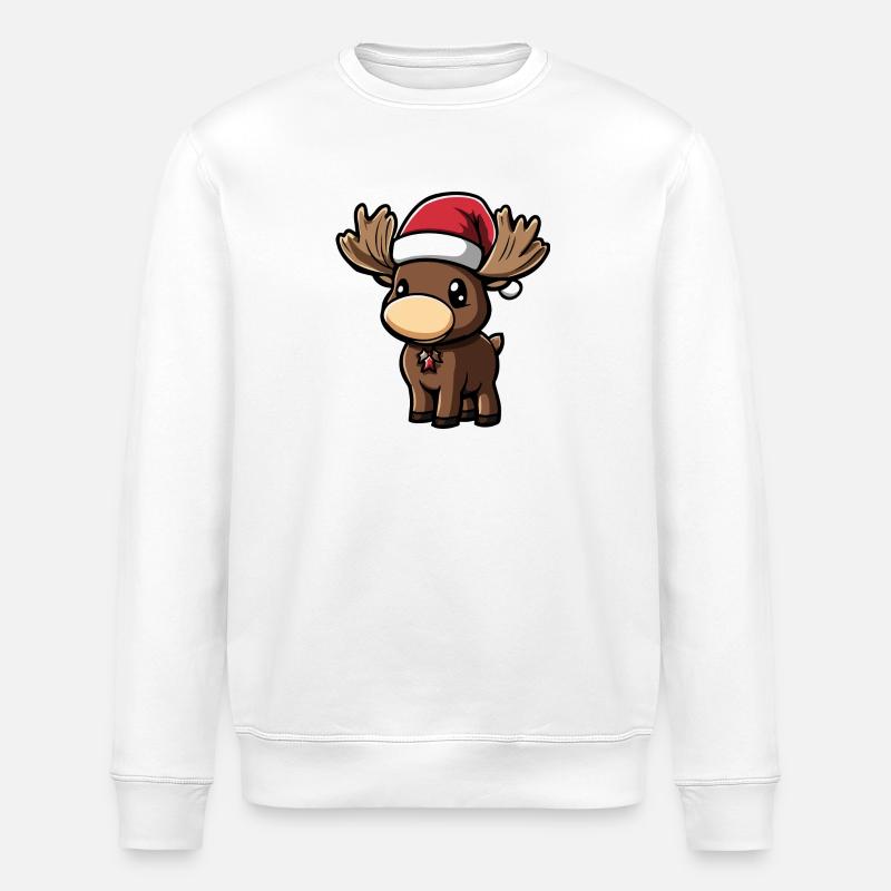 Moose Christmas - Stanley/Stella ROLLER Unisex Organic Sweatshirt - white