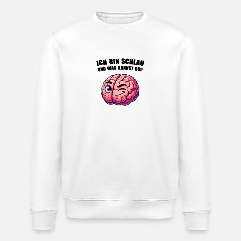 schlaues gehirn - Stanley/Stella Unisex Bio-Sweatshirt ROLLER - Weiß