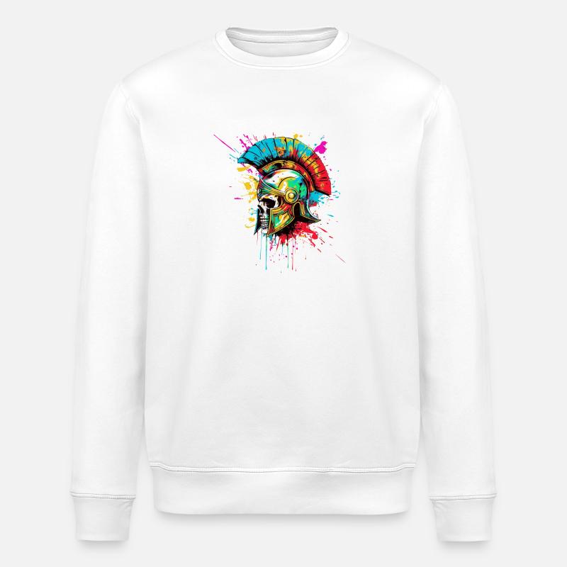 Spartan Skull Gladiator - Stanley/Stella ROLLER Unisex Organic Sweatshirt - white