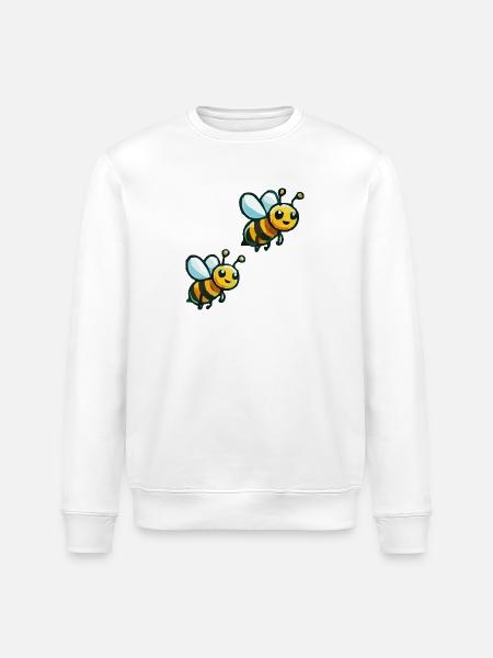 Bee Cartoon 2 - Stanley/Stella ROLLER Unisex Organic Sweatshirt - white