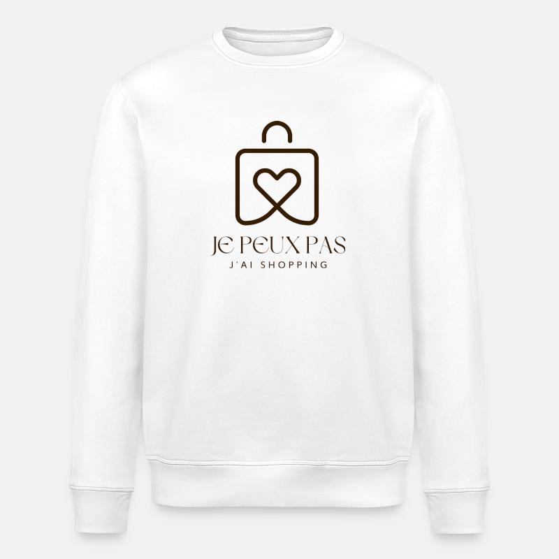 Je peux pas j'ai shopping - Sweat bio ROLLER Stanley/Stella Unisexe - blanc