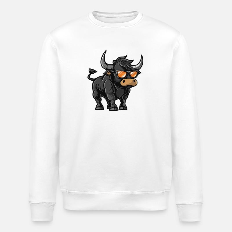 Stier Comic Cool - Stanley/Stella Unisex Bio-Sweatshirt ROLLER - Weiß