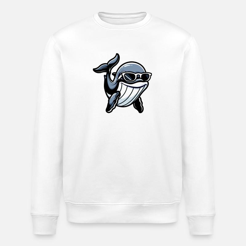 Whale Comic Cool - Stanley/Stella ROLLER Unisex Organic Sweatshirt - white