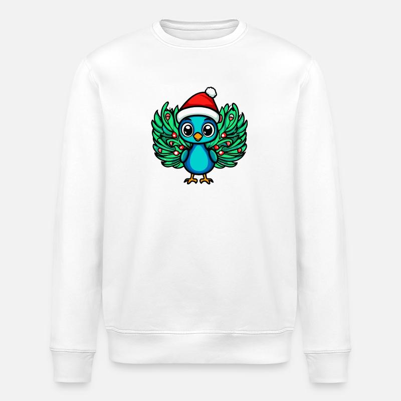Peacock Bird Christmas - Stanley/Stella ROLLER Unisex Organic Sweatshirt - white