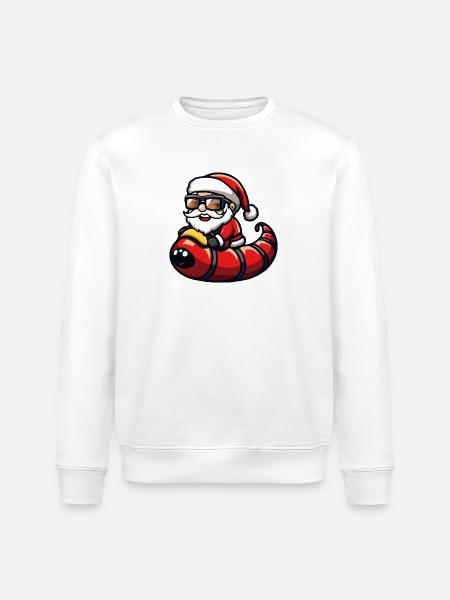 Worm Santa Claus Cartoon - Stanley/Stella ROLLER Unisex Organic Sweatshirt - white