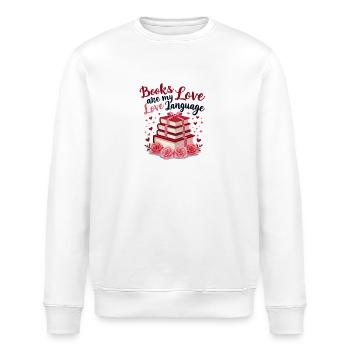 Bücher sind meine Liebe Sprache Lesen tshirt - Stanley/Stella Unisex Bio-Sweatshirt ROLLER - Weiß - Vorne - Nik (191cm)