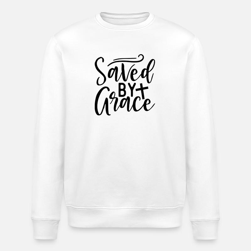 Saved by grace - Stanley/Stella ROLLER Unisex Organic Sweatshirt - white