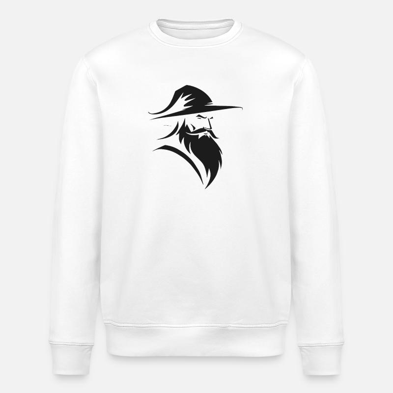 Wizard - Simple Fantasy Logo - Stanley/Stella ROLLER Unisex Organic Sweatshirt - white