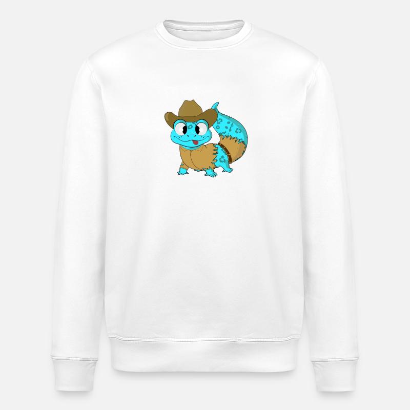 Gecko cow-boy - Sweat bio ROLLER Stanley/Stella Unisexe - blanc
