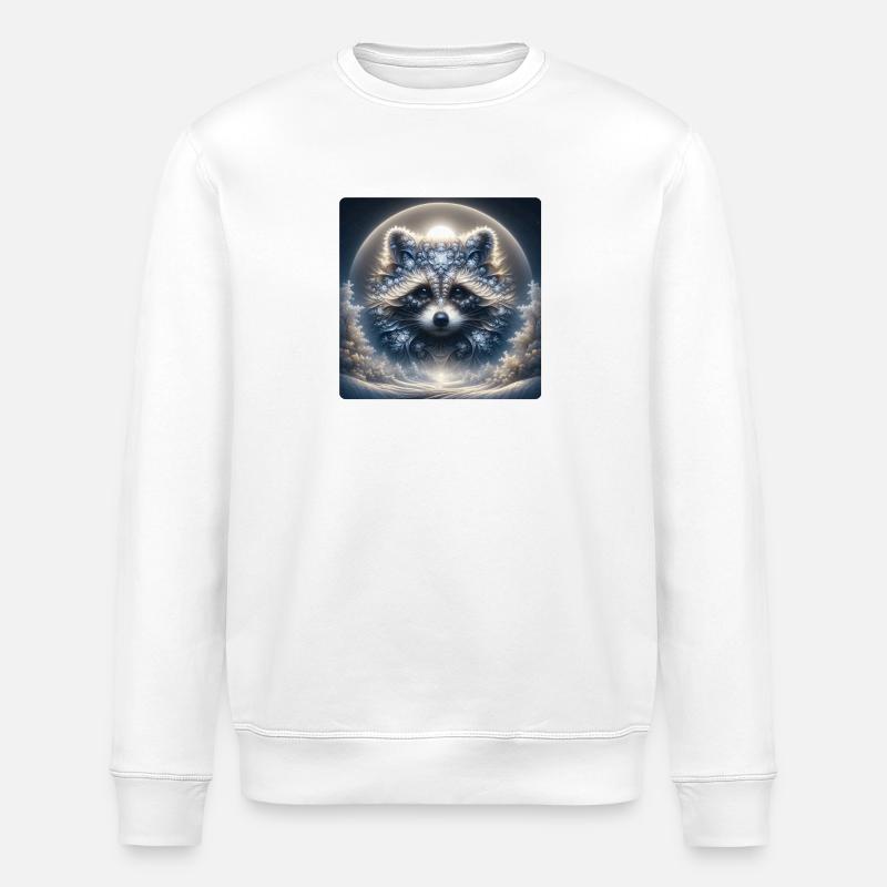 Racoon in Frost - Stanley/Stella ROLLER Unisex Organic Sweatshirt - white