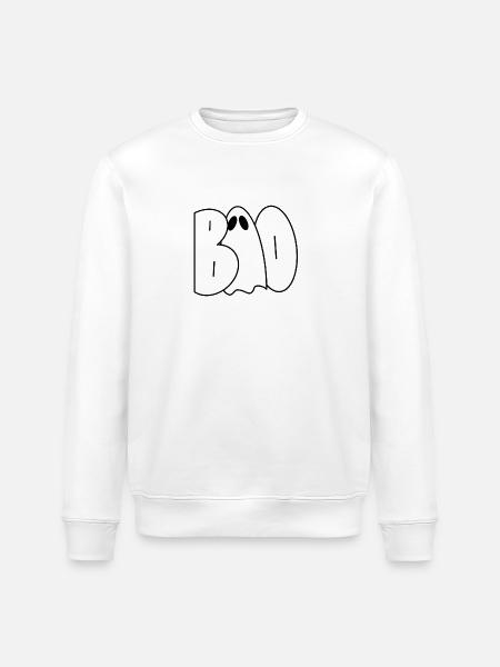 BOO Ghost Lettering - Stanley/Stella ROLLER Unisex Organic Sweatshirt - white