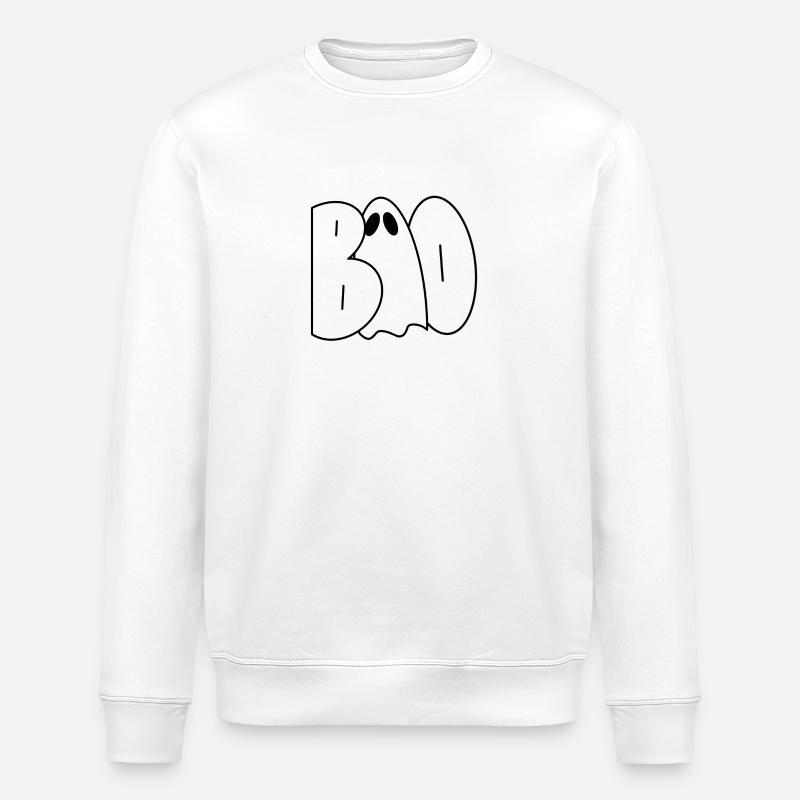 BOO Ghost Lettering - Stanley/Stella ROLLER Unisex Organic Sweatshirt - white