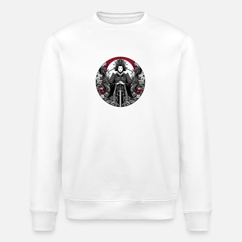 Japanische GeishaRot - Stanley/Stella Unisex Bio-Sweatshirt ROLLER - Weiß