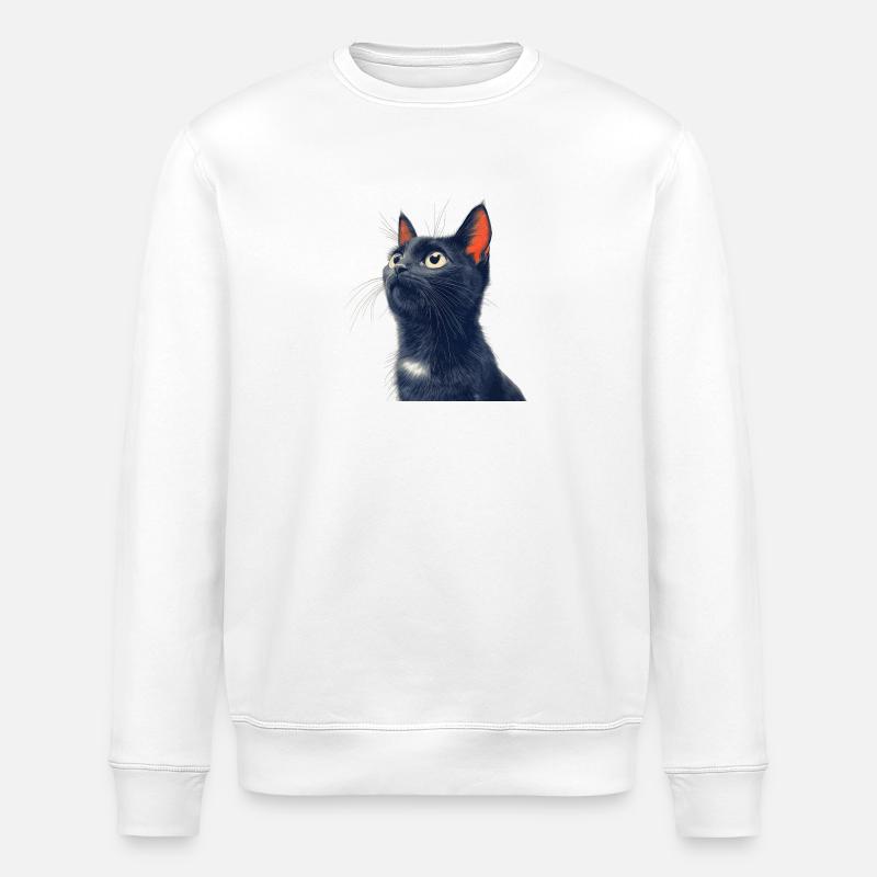 Süße schwarze Katze - Stanley/Stella Unisex Bio-Sweatshirt ROLLER - Weiß