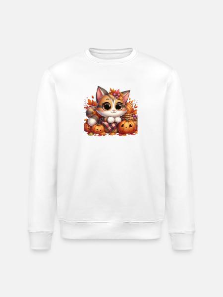 Herbst Katze 5 - Stanley/Stella Unisex Bio-Sweatshirt ROLLER - Weiß