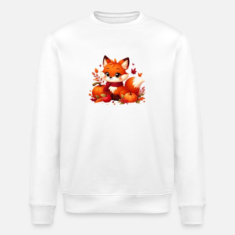 Fox Autumn 2 - Stanley/Stella ROLLER Unisex Organic Sweatshirt - white