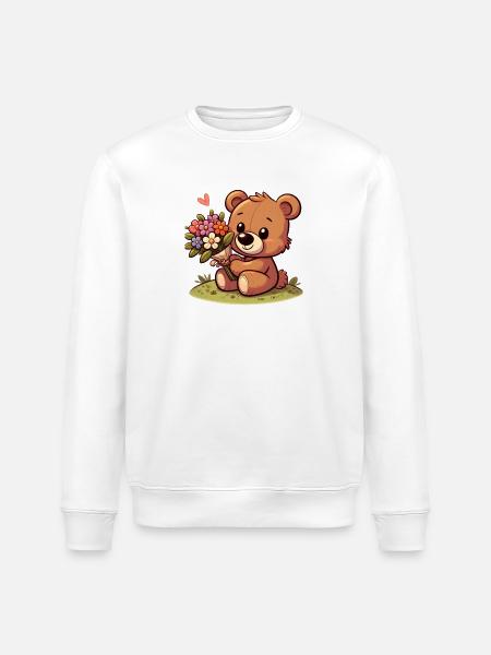 Teddy Bear 4 - Stanley/Stella ROLLER Unisex Organic Sweatshirt - white