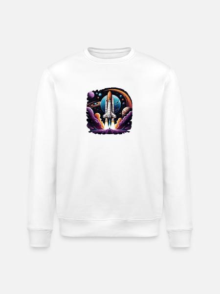Rocket Astronaut Space Gift SpaceShuttle - Stanley/Stella ROLLER Unisex Organic Sweatshirt - white
