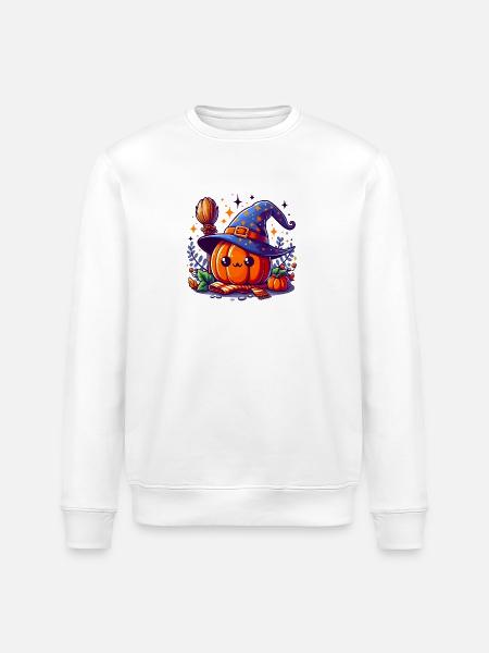 Little Halloween Witch Pumpkin - Stanley/Stella ROLLER Unisex Organic Sweatshirt - white