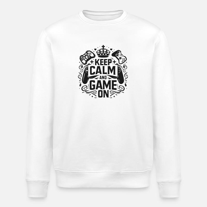Keep Calm and Game On - Stanley/Stella ROLLER Unisex Organic Sweatshirt - white
