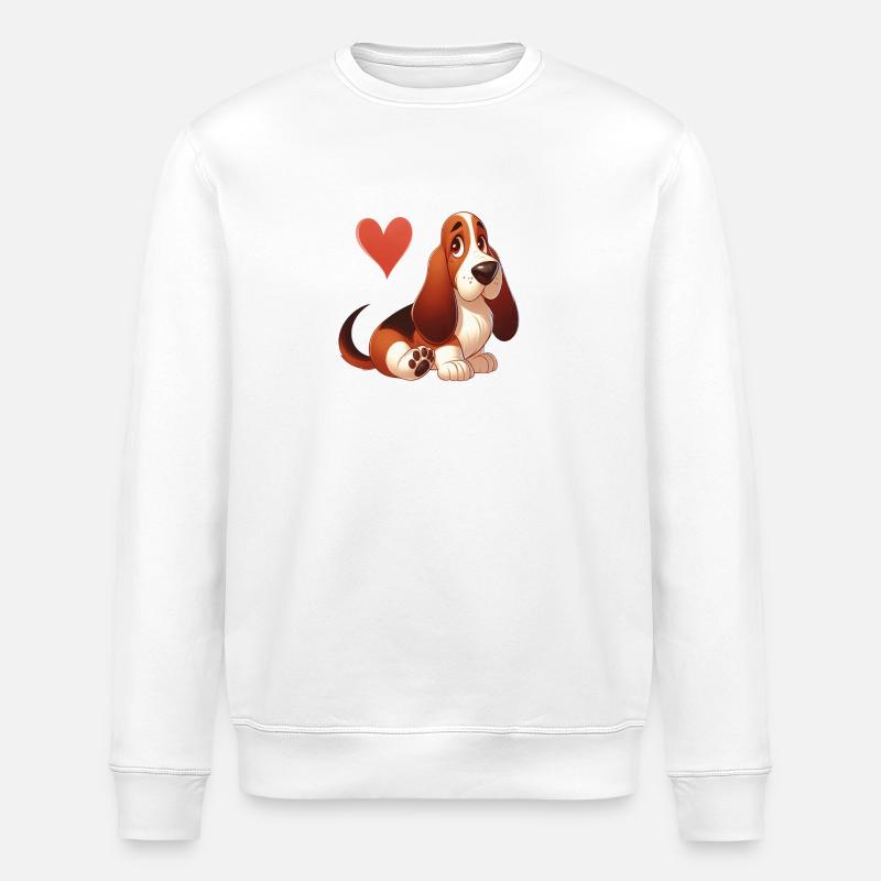 Basset Love 2 - Stanley/Stella ROLLER Unisex Organic Sweatshirt - white