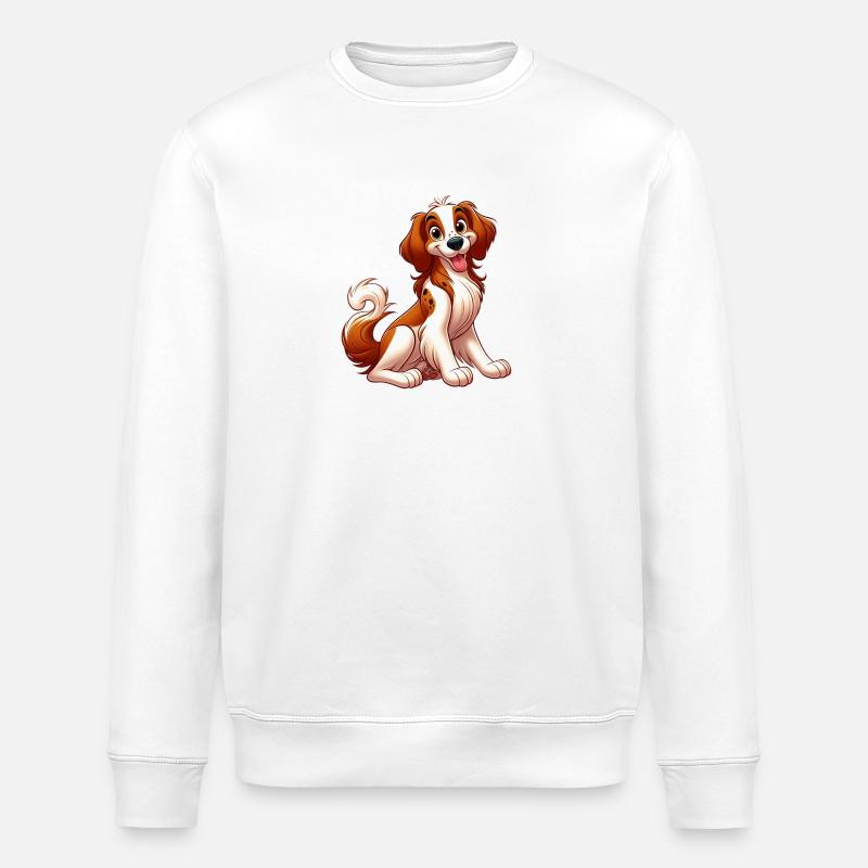 Brittany Spaniel 13 - Stanley/Stella ROLLER Unisex Organic Sweatshirt - white