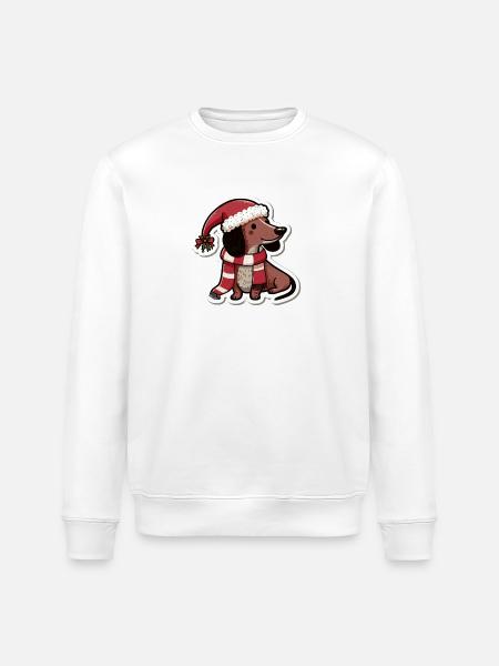 Dackel an Weihnachten / Dachshund Merry Christmas - Stanley/Stella Unisex Bio-Sweatshirt ROLLER - Weiß