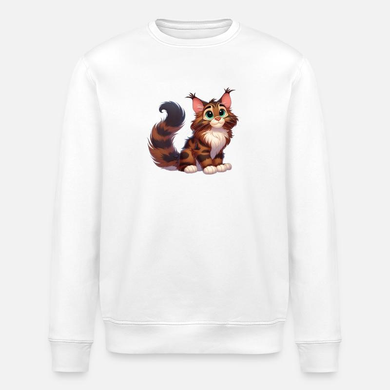 Maine Coon 4 - Stanley/Stella ROLLER Unisex Organic Sweatshirt - white