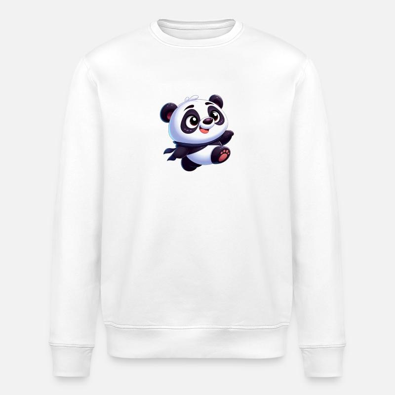Panda 4 - Stanley/Stella ROLLER Unisex Organic Sweatshirt - white
