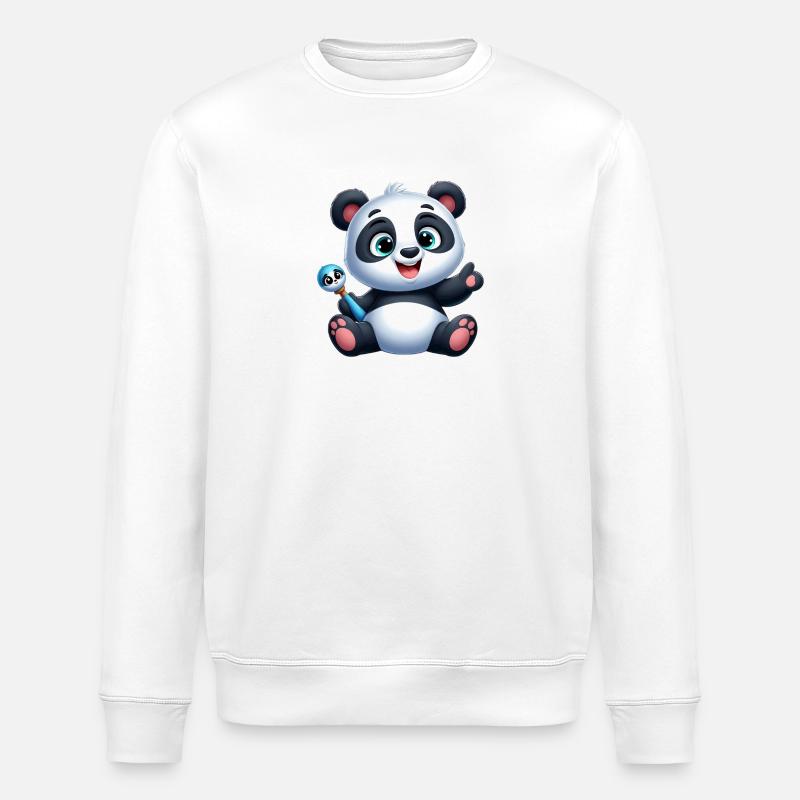 Panda 3 - Stanley/Stella ROLLER Unisex Organic Sweatshirt - white