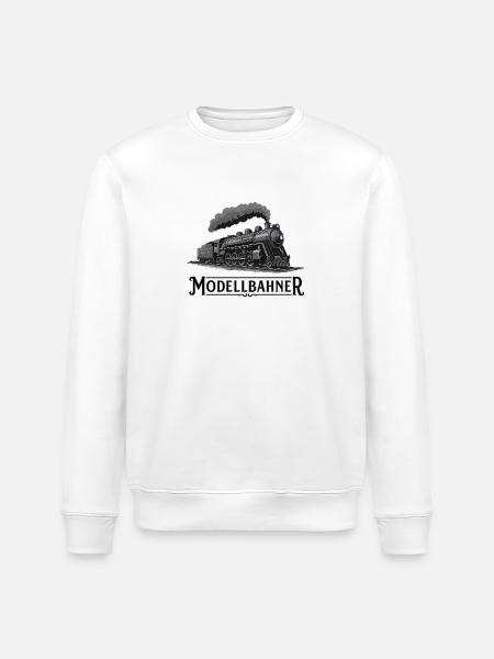 Modellbahner - Dampflok Design für Eisenbahnfans - Stanley/Stella Unisex Bio-Sweatshirt ROLLER - Weiß