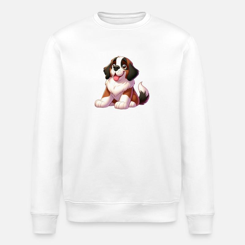 Saint Bernard 6 - Stanley/Stella ROLLER Unisex Organic Sweatshirt - white