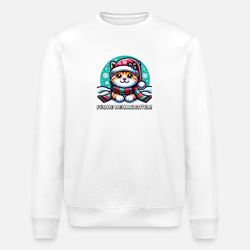 Cute Cat Christmas - Stanley/Stella ROLLER Unisex Organic Sweatshirt - white