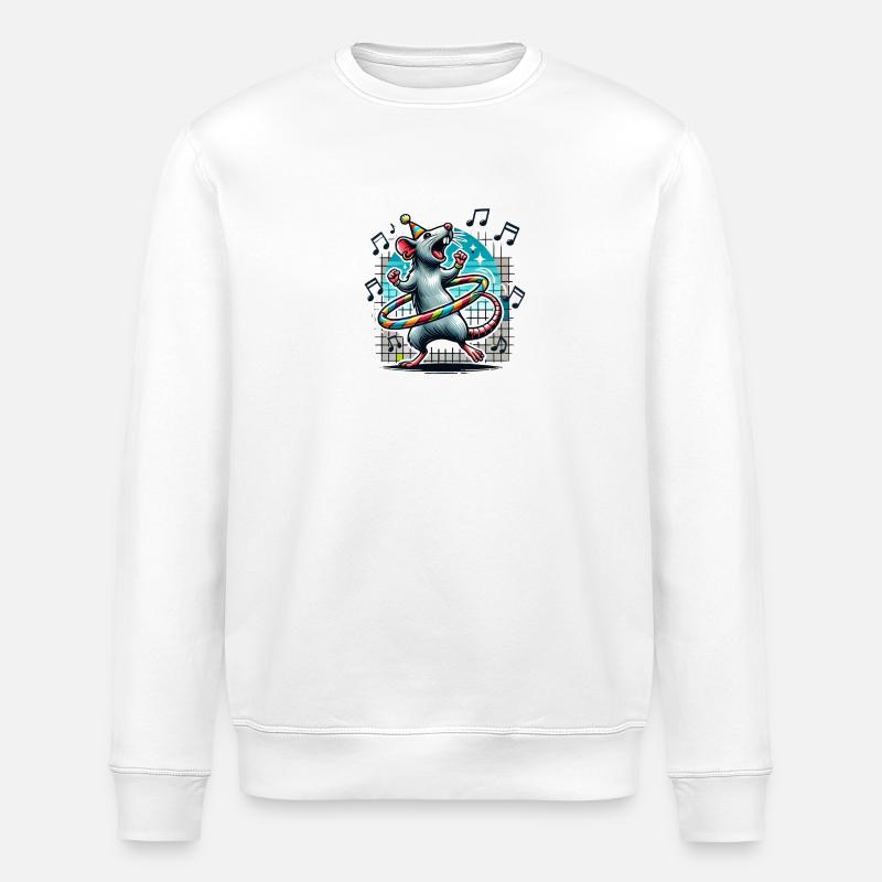Singing Rat with Hoop Dance - Stanley/Stella ROLLER Unisex Organic Sweatshirt - white