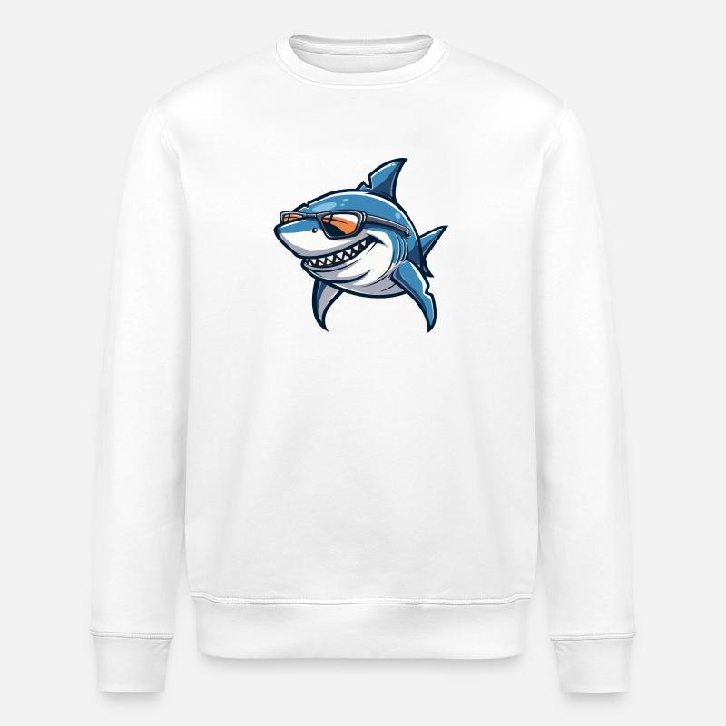 Shark Comic Cool - Stanley/Stella ROLLER Unisex Organic Sweatshirt - white
