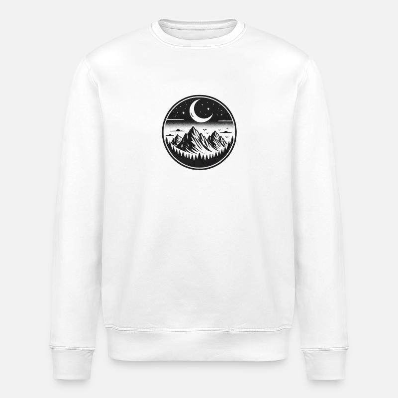 Berge bei Nacht - Stanley/Stella Unisex Bio-Sweatshirt ROLLER - Weiß