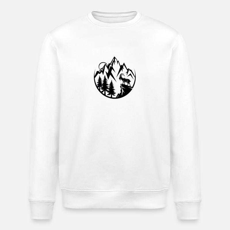Alpen Berge Steinbock - Stanley/Stella Unisex Bio-Sweatshirt ROLLER - Weiß