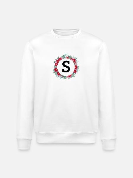 Letter s floral crown - Stanley/Stella ROLLER Unisex Organic Sweatshirt - white