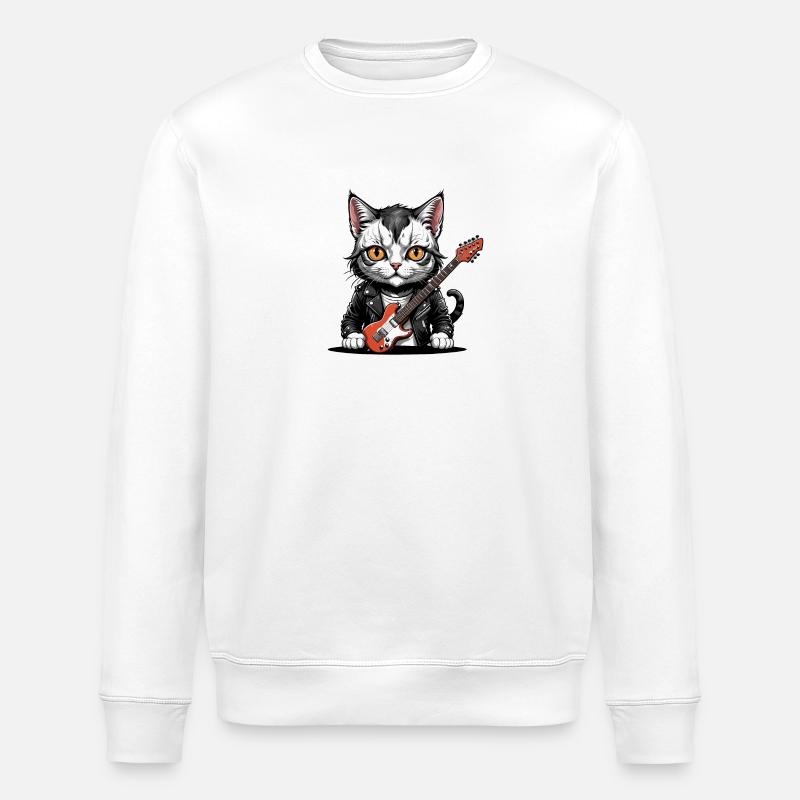 Cat Rocker Cat HardRock Gift - Sweat bio ROLLER Stanley/Stella Unisexe - blanc