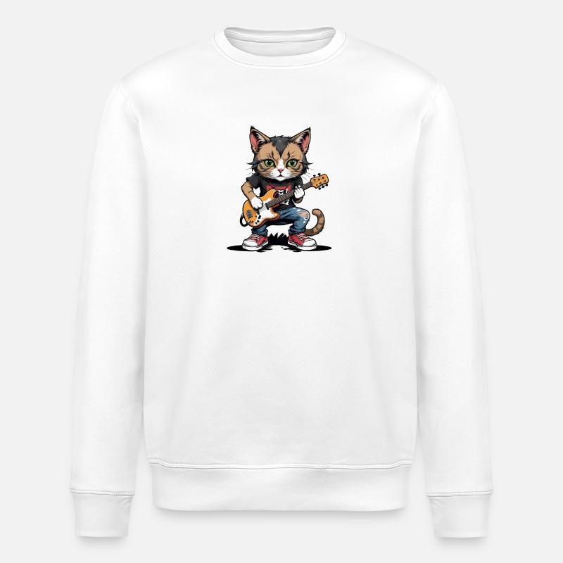 Cat Rocker Cat HardRock Gift - Sweat bio ROLLER Stanley/Stella Unisexe - blanc