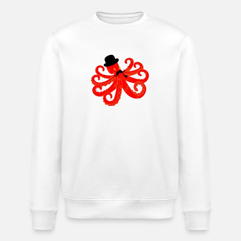 Octopus Gentleman - Stanley/Stella ROLLER Unisex Organic Sweatshirt - white