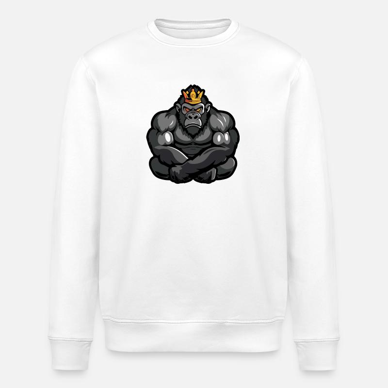 Gorilla Cartoon Krone - Stanley/Stella Unisex Bio-Sweatshirt ROLLER - Weiß