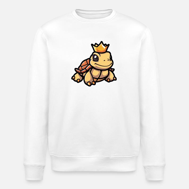 Turtle Cartoon Crown - Stanley/Stella ROLLER Unisex Organic Sweatshirt - white