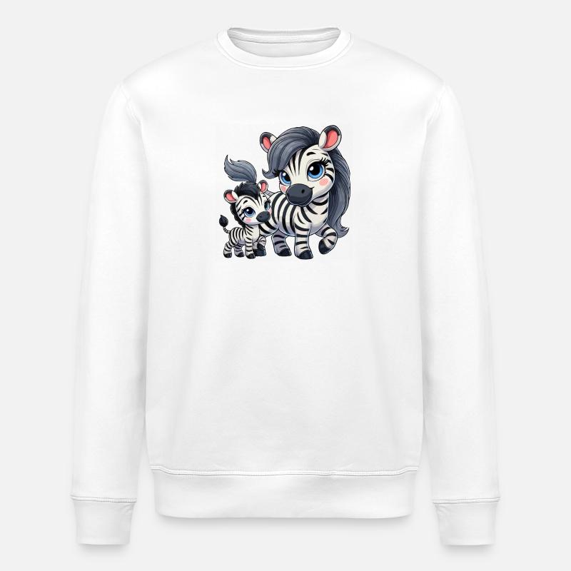 Zebra mother with child - Stanley/Stella ROLLER Unisex Organic Sweatshirt - white